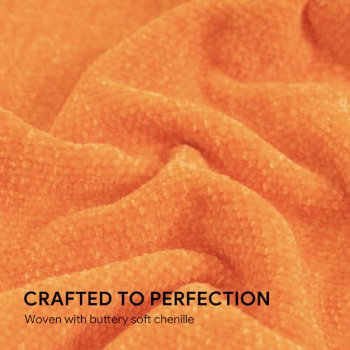 RECYCO Throw Blanket Soft Cozy Chenille Throw Blanket with Fringe Tassel for Couch Sofa Chair Bed Living Room (Orange, 50'' x 60'') - color: Orange, size: 50'' X 60''