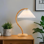 Boho Hand Woven Rattan Table Lamp with White Fabic Shades Plug in and Play Gooseneck Table Light for Bedside Living Room Bedroom Office