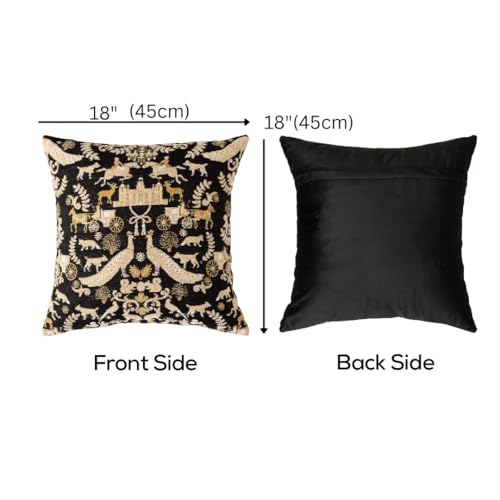 2PC 18x18 inches Decorative Chenille Jacquard Persian Vintage Embroidery Stereo Sofa Pillow Covers for Home Decor, Sofa Living Room, Couch, Bed.18x18 or 20x20 inches. (Midnight Chateau) - color: Midnight Chateau