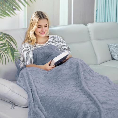 Jacquard Boho Fleece Throw Blanket-Cozy Fluffy Soft Lightweight Fuzzy Fall Blanket for Sofa, Couch, Bed, Chair & Car, Gifts for Teen Girls, Women & Men, Home and Dorm Decor, Gray, 50" x 70" - color: D1-light Gray