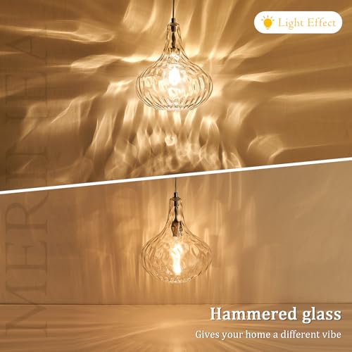 Hammered Glass Pendant Light for Kitchen Island, 11-Inch Modern Brushed Nickel Hanging Light Fixture for Sink, Dining Room, Hallway, Living Room - color: Brushed Nickel