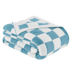 Checkered Throw Blanket, Light Blue Soft Cozy Fluffy Knitted Throw Blankets for Couch, Sofa, Bed, Chair, Warm Fuzzy Travel Picnic Lightweight Plaid Blanket, 50x70 inches - color: Light Blue, size: 50×70 Inch