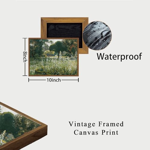 OIQArtOIQ Vintage Framed Wall Art Garden Landscape Canvas Art Prints Rustic Farmhouse Scenery Pictures Wall Decor Modern Cottagecore Paintings Artwork For Bedroom Bathroom Office Living Room - color: Hyacinth, size: 8x10 in