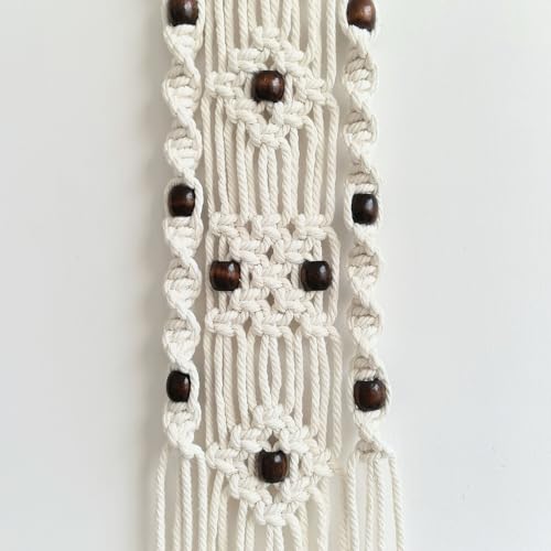 Moosira Equestrian Macrame Wall Hanging, Horseshoes Macrame Wall Hanging, Macrame Horseshoes, Equestrian Wall Art, Boho Western Decor, Boho Wall Decor Tapestry, Unique Horse Lover Gift for Cowgirl Room, Nursery, Farmhouse (Dark Brown Bead) - color: Dark B