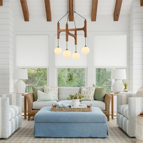 Rustic Wood Chandeliers with Milk Glass Globes Lampshades L24 '' Unique Mid Century Long 4-Light Pendant Chandelier Wood Stained Walnut Farmhouse for Living Dining Room Entryway Bedroom Kitchen,G9 - color: Walnut, size: L24 inches