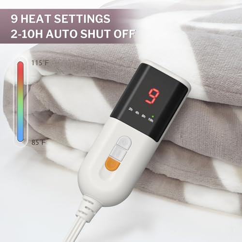 VENTIMI Electric Heated Blanket Full Size, 72" x 84" Heated Blanket with 9 Heat Levels & 2 to 10 Hours Auto Off, Fast Heating Blankets with ETL & FCC Certification, Beige - color: Beige, size: Full