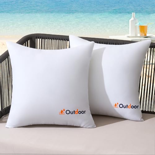 MIULEE Pack of 2 18x18 Outdoor Waterproof Throw Pillow Inserts, Decorative Water-Resistant Pillow Cushion for Patio Garden - size: 18x18 Inch (Pack of 2)