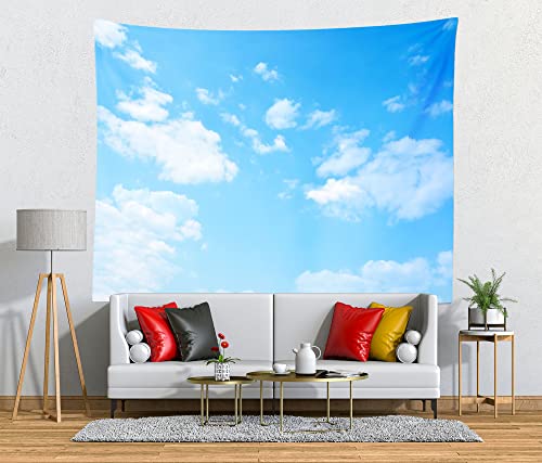 BELECO Light Blue Sky Tapestry Backdrop 118x98 Inch Sky Clouds Tapestries Ceiling Wall Bedroom Living Room Dorm Home Decor - size: 118"L x 98"W