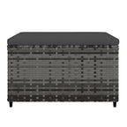 Gray Patio Footrest, Modern Outdoor Ottoman for Garden, Square Poly Rattan Woven Finish, Adjustable Feet, Weather-Resistant, 21.7 in. Wide Lounge Pouf