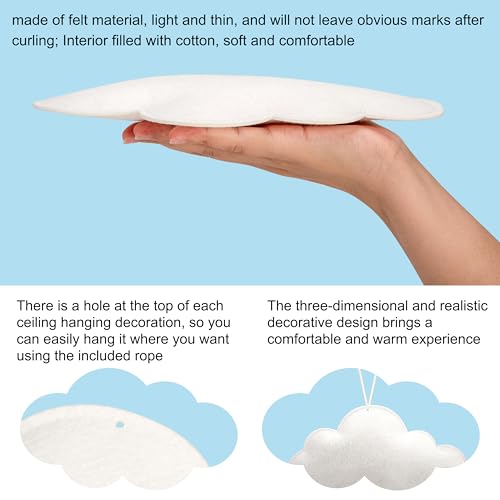 Ayfjovs 16PCS Cloud Hanging Decoration - 3D Felt Clouds for Nursery, Stage Props and Classroom Decor - style: Puffy Style-16pcs