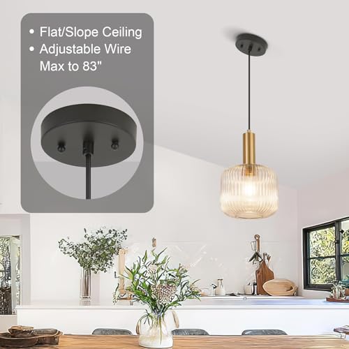 8 Inch Clear Glass Pendant Lights Small Modern Chandelier Pendant Lighting Mid Century Hanging Lights Adjustable Kitchen Island Light for Dining Room Bedroom Hallway - color: 8 Inch Clear