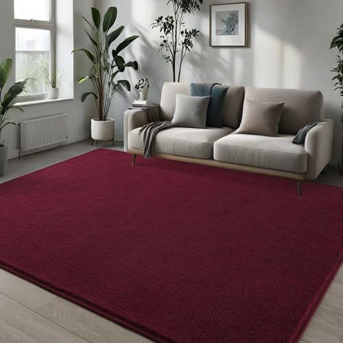 Pettop 4x6 ft Burgundy Red Area Rugs for Bedroom Living Room, Washable Memory Foam Indoor Carpet, Modern Aesthetic Minimalist Non Slip Soft Comfy Carpet for Boys Girls Dorm Home Decor - color: Burgundy Red, size: 4' X 6' (Rectangular)