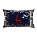 Farmhouse Christmas Red Black Buffalo Plaids Deer Pillow Covers 12x20 Inch Winter Snowflake Joy Holiday Throw Waist Pillow Cases Cotton Linen Seasonal Xmas Cushion Cover - color: Joy Deer Xmas