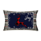 Farmhouse Christmas Red Black Buffalo Plaids Deer Pillow Covers 12x20 Inch Winter Snowflake Joy Holiday Throw Waist Pillow Cases Cotton Linen Seasonal Xmas Cushion Cover - color: Joy Deer Xmas