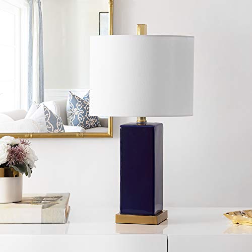 SAFAVIEH Lighting Collection Wendi Modern Navy Blue Ceramic 22-inch Bedroom Living Room Home Office Desk Nightstand Table Lamp (LED Bulb Included)