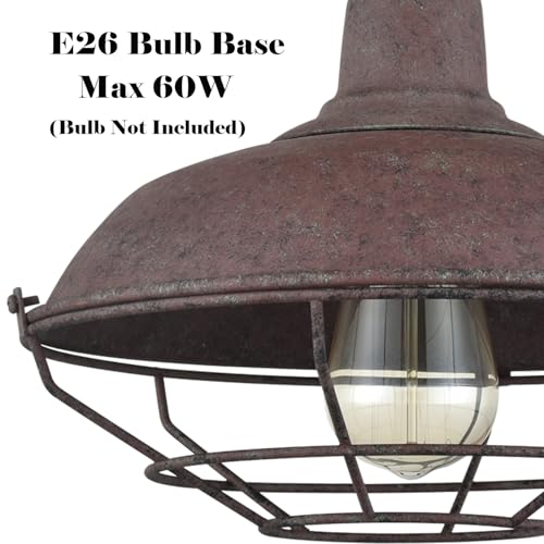 DAYCENT Rustic Semi Flush Mount Ceiling Light Barn Style Light Fixture Farmhouse Metal Cage Ceiling Light 1-Light Industrial Wire Caged Flush Mount Light Rust Finish for Hallway Foyer Kitchen - color: Hard-wired Ceiling