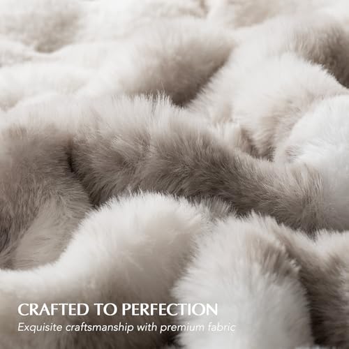 EverGrace Ultra Soft Luxury Fluffy Faux Rabbit Fur Throw Blanket, Thick Warm Bubble Throw for Bed, Cozy Plush Reversible Blankets for Couch, Chair, Sofa, Light Grey, 50x60 Inches - color: Marble Grey, size: 50"x60"