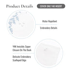 Hofdeco Premium Grandmillennial Coastal Hampton Patio Indoor Outdoor Lumbar Pillow Cover Only, 12"x20" Water Repellent for Backyard, Couch, Poolside, Baby Blue Embroidered Leaves Frame - color: Baby Blue Leaves Frame 12"x20"