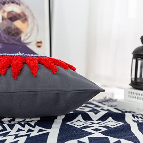 Evil Eye Woven Tufted Throw Pillow Cover,God Tears Cozy Cushion Cover for Bedroom Living Room Couch,Regalo para Navidad,18x18 Inches