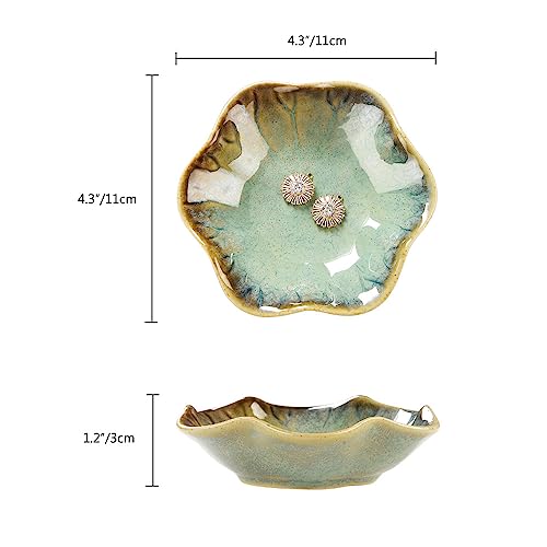 2PCS Ring Holder Dish, Small Key Bowl, Ceramic Trinket Tray Jewelry Dish Organizing Necklace Earrings for Mom Friend Sister, All Jewelries Are NOT Included. Light Green+Crystal Green.… - color: Light Green+Crystal Green