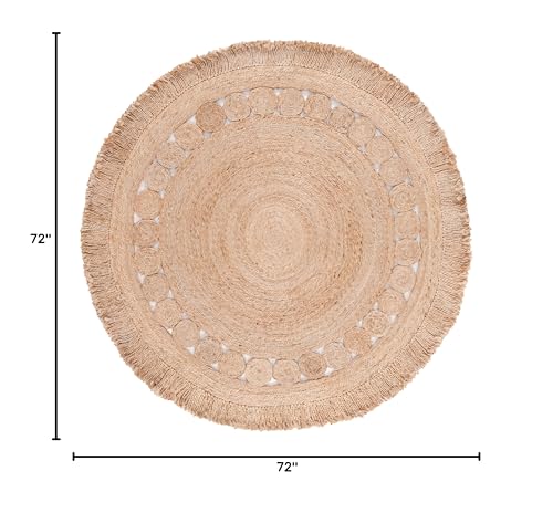SAFAVIEH Natural Fiber Collection Area Rug - 6' Round, Natural, Farmhouse Jute Design, Ideal for High Traffic Areas in Living Room, Bedroom (NF175A) - color: Natural, size: 6' (Round)