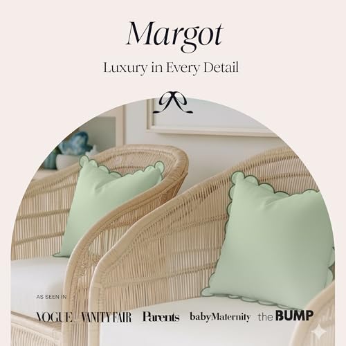 BEBE BASK Green Scalloped Pillow Cover - Set of 2-18 x 18 Inch - Scallop Pillow Cover - Scalloped Pillows - Scallop Pillows - 100% Cotton - Grandmillennial Style (Moss Green) - color: Moss Green/Green