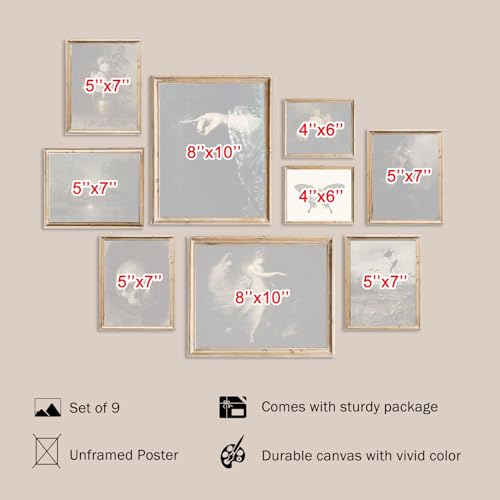 KBKBART Dark Academia Room Decor, Victorian Gothic Home Decor, Vintage Moody Wall Art Prints for Wall, Creepy Goth Posters for Room Aesthetic, Witchy Gallery Decor for Halloween Dorm Bathroom Decor-UNFRAMED - color: Dark Academia Room Decor