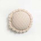 Acrylic Knitted Round Throw Pillow Knitting Bohemian Circular Cushion Pillow with Knit Handmade Pompoms Decorative Lotus Pink, Diameter 18inches - color: Lotus Pink