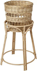 Handmade Rattan Plant Stand with Removable Basket – Boho Indoor Flower Pot Holder, Natural Ioor Plant Stand with Basket – 26" Max Height,