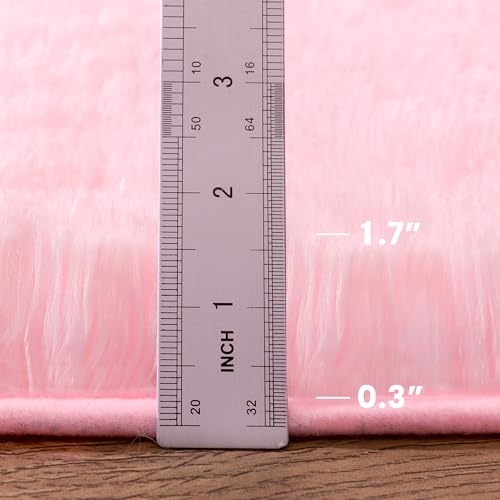 Awaytail 2x3 Fluffy Pink Area Rug - Soft Cute Shag Fuzzy Rug for Bedroom - Anti-Skid Living Room Girls Rug Pink Home Decor - color: Pink, size: 2' x 3' (Rectangular)