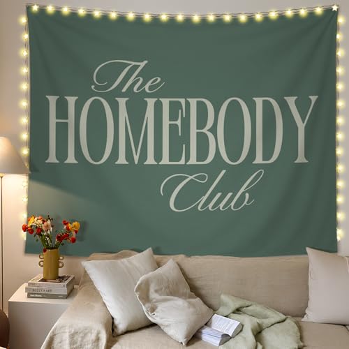 SkyCozy Green the Homebody Club Wall Tapestry, Trendy Retro Modern Minimalist Aesthetic Tapestry for Home Bedroom Living Room Apartment Dorm Wall Decor, 50x60 Inch - color: 04-the Homebody Club Tapestry