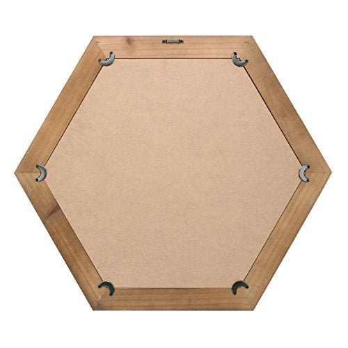 Stonebriar Decorative 24" Hexagon Hanging Wall Mirror with Natural Wood Frame and Attached Hanging Bracket, Rustic Farmhouse Decor for the Living Room, Bathroom, Bedroom, and Entryway Brown - color: Brown