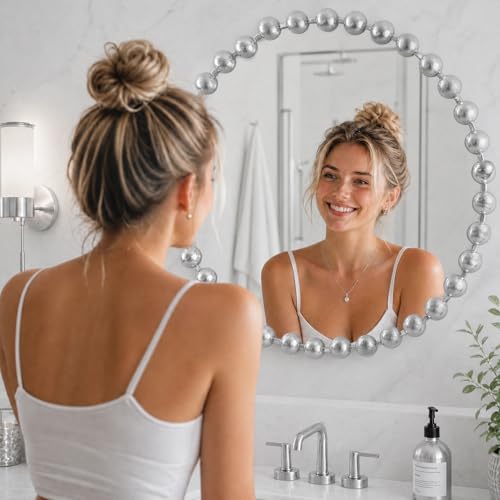 Madison Park Round Mirror, Metal Frame Circle Mirror 36 inch, Wall Art Decor Mounted Hanging for Entryway, Bathroom, hallway, Living Room, Vanity, Marlowe, Silver - color: Silver, size: 36"L x 36"W