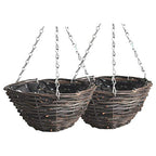 Rattan Hanging Basket for Plants Seagrass Hanging Planters Indoor Outdoor Plant Flower Hanging Pots Woven Straw Planter Ceiling Flower Pots for Decoration 2pcs