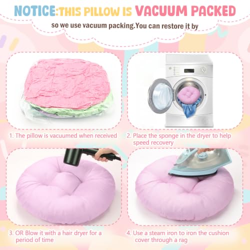 Fumete 8 Pcs 16 Inch Floor Cushions Pillow for Kids Bulk Classroom Round Flexible Seating Floor Cushions for Students Home Daycare School Reading Corner Yoga Meditation Picnic (Candy) - color: Candy