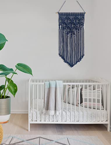 Handmade Cotton Home Decor Macrame Wall Hanging Navy - color: Navy