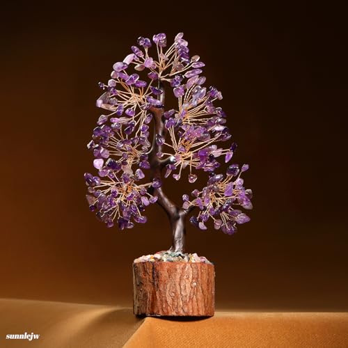 Amethyst Chakra Crystal Tree of Life,Crystals and Healing Stones,Birthday Gifts for Women,Spiritual Meditation Gifts for Positive Energy,Crystal Decor - color: Purple