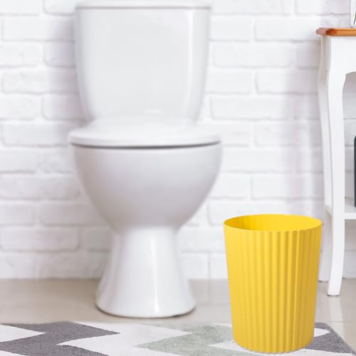 JiatuA Small Trash Can Plastic Wastebasket Round Garbage Container Bin for Bathroom, Kitchen, Bedroom, Home Office, College Dorm, Yellow - color: Yellow, size: 1.8 Gallons
