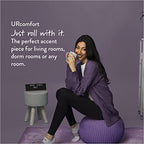 Urban Shop Round Knit Pouf, Hand Woven Cotton Accent Chair, Purple - color: Purple