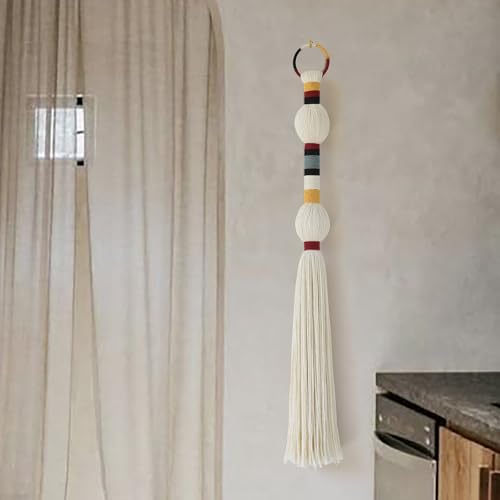 IOWER Macrame Wall Hanging Decorative Balls Colorful Knot Tassel Hanging Fiber Yarn Art Handmade Boho Wall Decor for Living Room Bedroom Nursery or Apartment 27" L x 2.3" W - color: Colorful