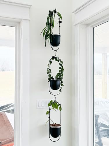 Shineloha 2 Pack Hanging Planters for Indoor Plants with 5.5" Pot + Ceiling Hook | Black Hanging Planter, Metal Plant Hanger, NO Plant incld - color: Black, size: Large