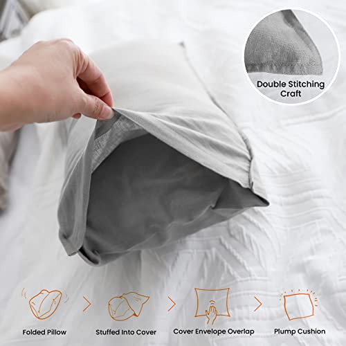 Simple&Opulence Linen Lumbar Pillow Covers 12x20 Inch Set of 2 Flax Cotton Blend Rectangular Decorative Throw Cushion Cover for Couch Sofa Bedroom Office Soft Breathable Farmhouse - Grey - color: Grey, size: 12"x20"