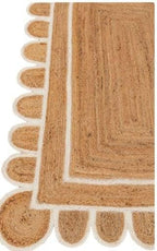 SVI Rug Scallop Pattern Jute Bohemian Area Rug (Off White, 2'x6')