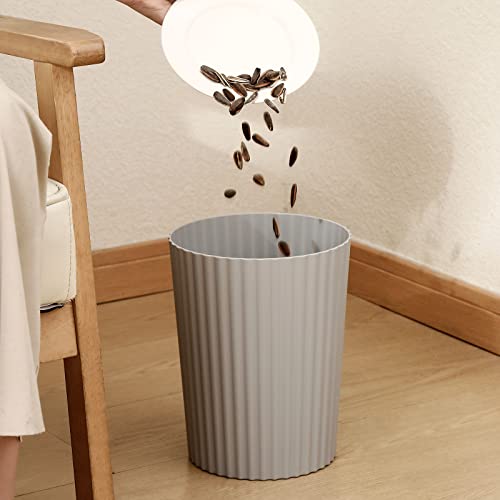 JiatuA Small Trash Can Plastic Wastebasket Round Garbage Container Bin for Bathroom, Kitchen, Bedroom, Home Office, College Dorm, Grey - color: Grey, size: 1.8 Gallons