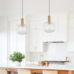 8 Inch Clear Glass Pendant Lights Small Modern Chandelier Pendant Lighting Mid Century Hanging Lights Adjustable Kitchen Island Light for Dining Room Bedroom Hallway - color: 8 Inch Clear