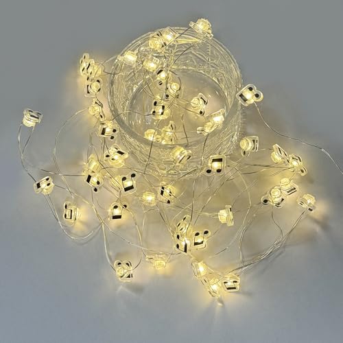GUOCHENG 16FT 50LEDs Music Note String Lights, Music Stave Fairy Light 3AA Batteries Operated Decorative Light Strings, Musical Starry Lights for Indoor Outdoor(1 Pack) - color: 5m warm
