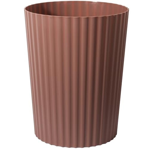 JiatuA Small Trash Can Plastic Wastebasket Round Garbage Container Bin for Bathroom, Kitchen, Bedroom, Home Office, College Dorm, Brown - color: Brown, size: 1.8 Gallons