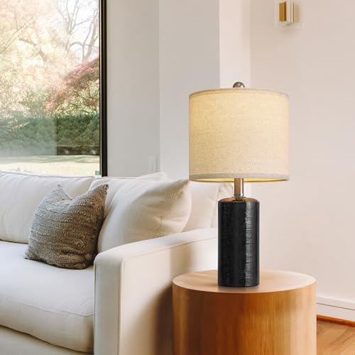 G-SAFAVA 20.5" Small Table Lamps for Living Room Lamp Set of 2 Ceramic Lamps for Bedroom Bedside Lamps Modern Boho Lamps for Night Stands Farmhouse Nightstand Lamp Side End Table Lamp, Black - color: Black