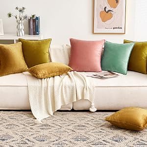 MIULEE Dark Gold Velvet Throw Pillow Covers 20x20 Soft Decorative Solid Square Cushion Cases Pack of 2 Modern Luxury Home Decor for Couch, Sofa, Bedroom