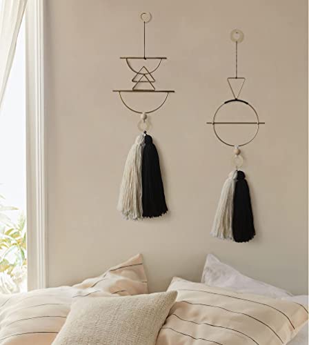 Cute Wall Hanging Macrame Wall Hanging Brass Wall Art Tassel Handmade Home Décor (Gold) - color: Gold